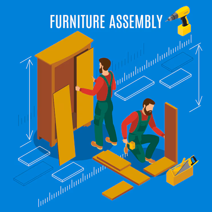 Flat-pack furniture being assembled